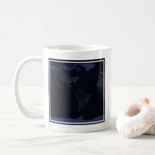 Global Karta Earth's City Ljus på natten. Kaffemugg