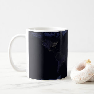 Global Karta Earth's City Ljus på natten. Kaffemugg