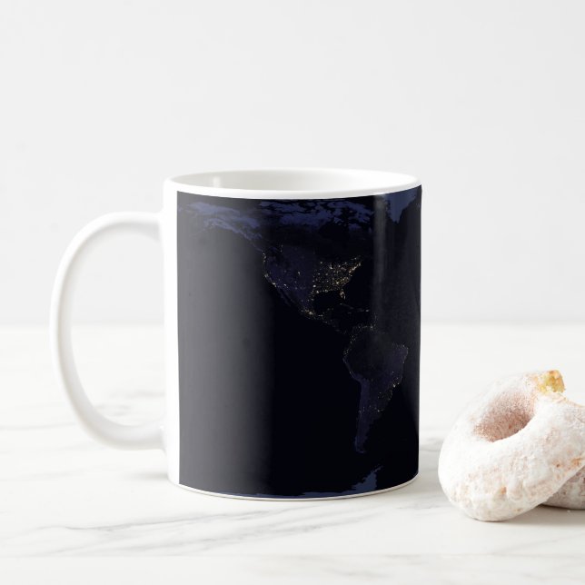Global Karta Earth's City Ljus på natten. Kaffemugg (Med munk)