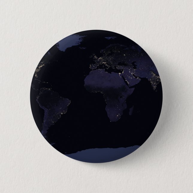 Global Karta Earth's City Ljus på natten. Knapp (Framsida)