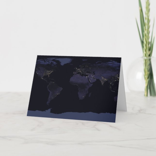 Global Karta Earth's City Ljus på natten. Kort (Framsida)
