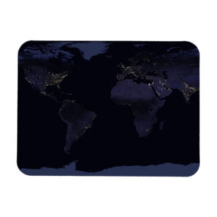 Global Karta Earth's City Ljus på natten. Magnet