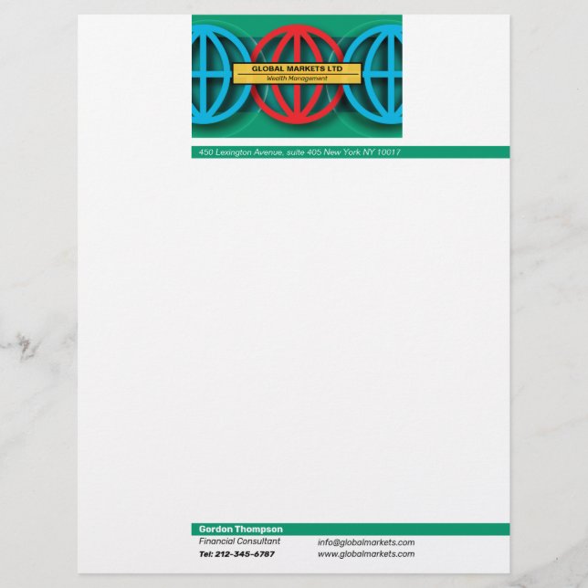 Global Markets Letterhead Brevhuvud (Framsida)
