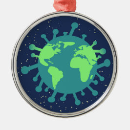 Global pandemi (viruspartiklar) (virusinfektion) julgransprydnad metall