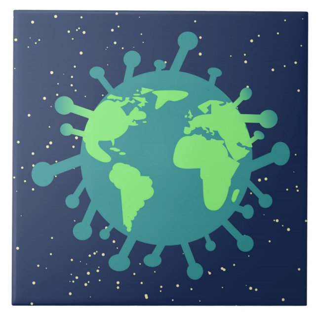 Global pandemi (viruspartiklar) (virusinfektion) kakelplatta (Framsidan)