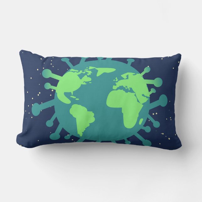 Global pandemi (viruspartiklar) (virusinfektion) lumbarkudde (Framsida)