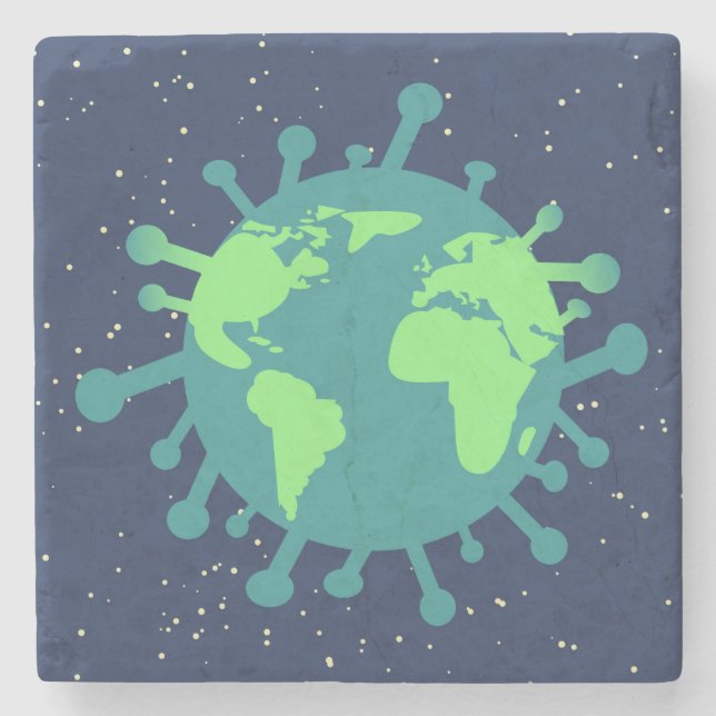 Global pandemi (viruspartiklar) (virusinfektion) stenunderlägg (Framsidan)