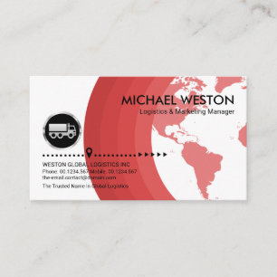Global Red Shades Silver Lastbil Logistics Transpo Visitkort