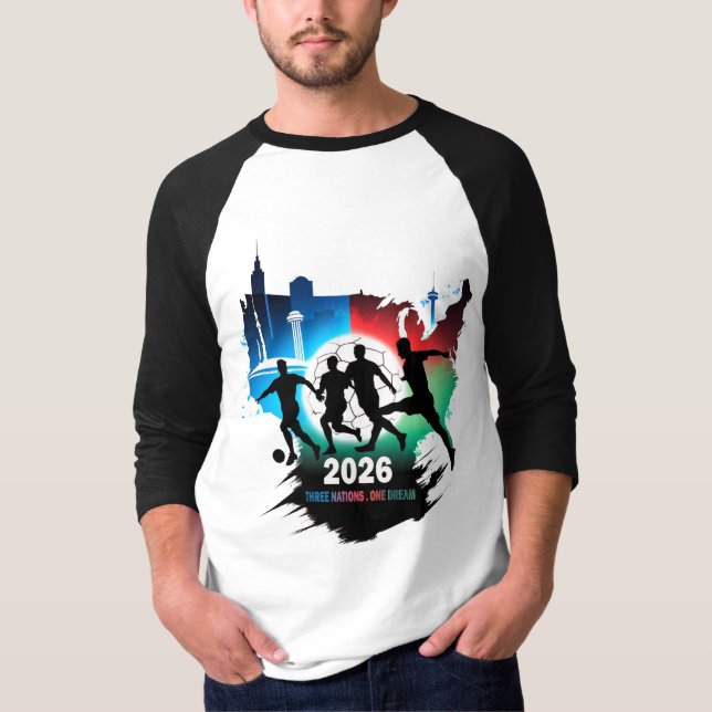 Global Soccer 2026 Three Nations. One Dream.  T Shirt (Framsida)
