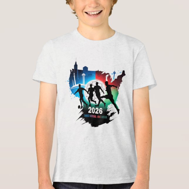 Global Soccer 2026 Three Nations. One Dream.  T Shirt (Framsida)