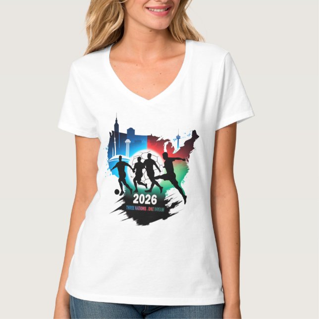 Global Soccer 2026 Three Nations. One Dream.  T Shirt (Framsida)