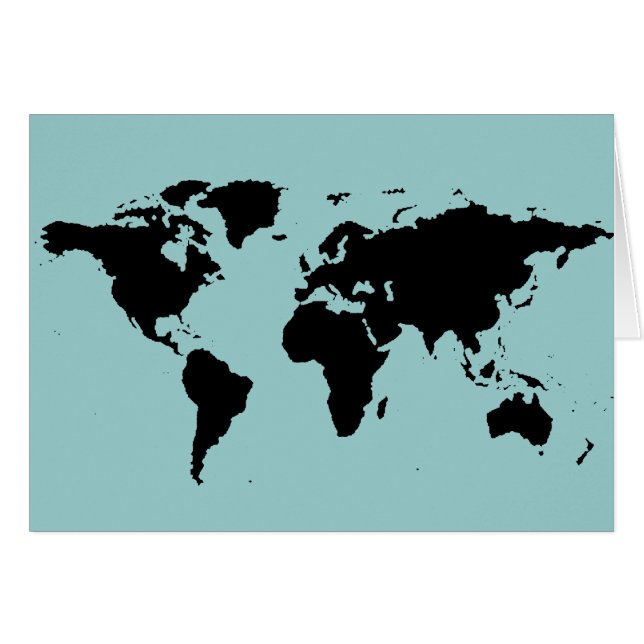 global svartgrafik karta hälsningskort (Framsidan Horizontal)