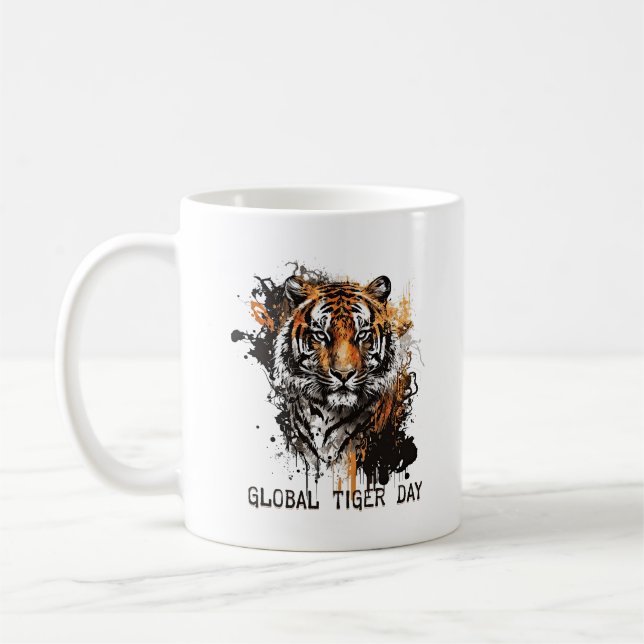 Global tigerdag, grym tiger kaffemugg (Vänster)