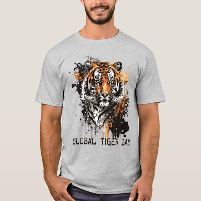 Global tigerdag, grym tiger t shirt (Framsida)