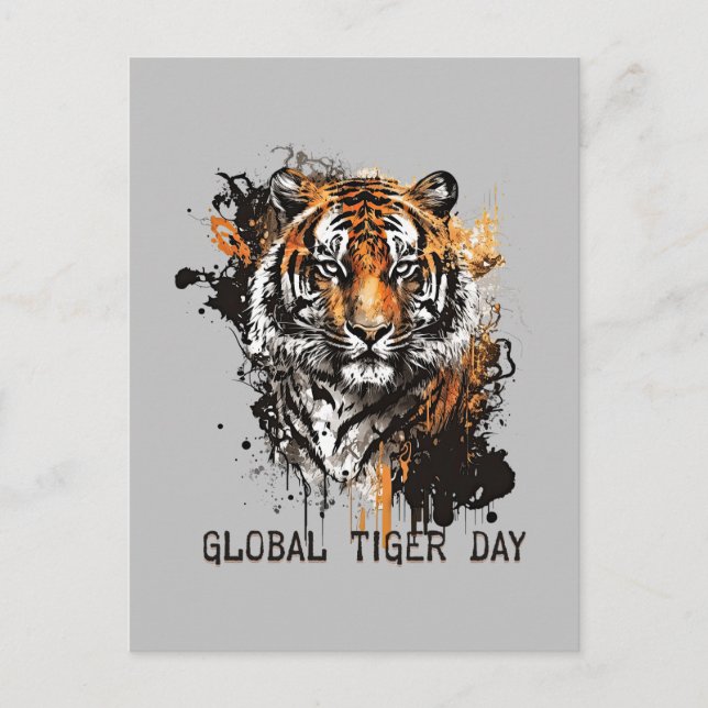 Global tigerdag, grym tiger vykort (Framsida)
