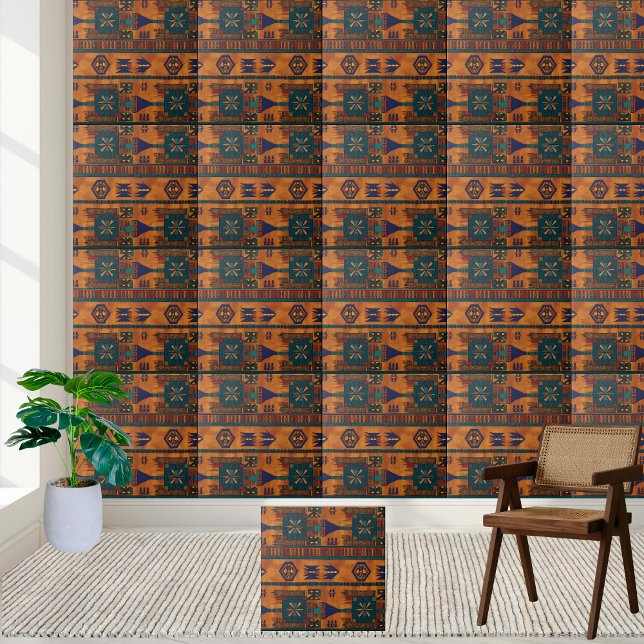 Global Traveler African Geometric Mönster Tile Kakelplatta (Global Traveler African Geometric Pattern Tile)