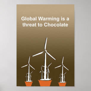 Global uppvärmning är ett hot mot choklad - poster
