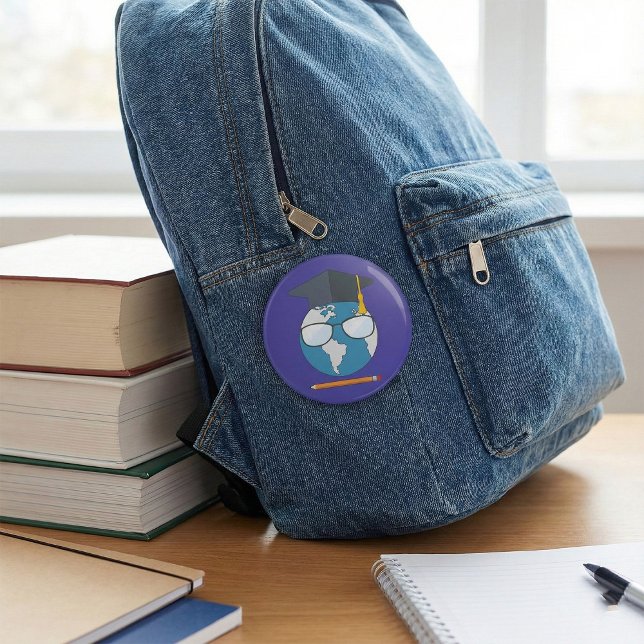 Global Utbildning Examen Hatt Jord Smart Planet Knapp (Skapare uppladdad)