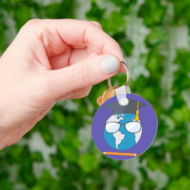 Global utbildning examensmössa Jord Smart planet Nyckelring (Skapare uppladdad)