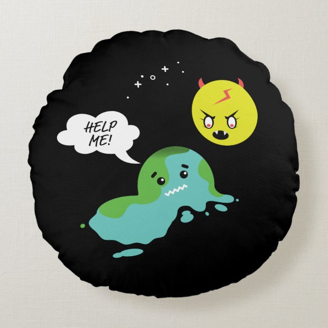 Global värme rund kudde (Framsidan)