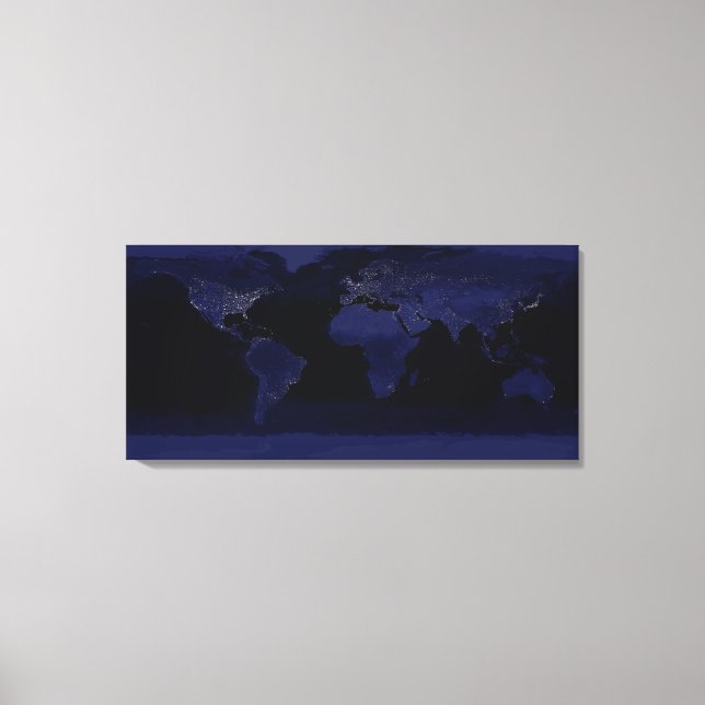 Global View of Earth's City Ljus Canvastryck (Framsida)