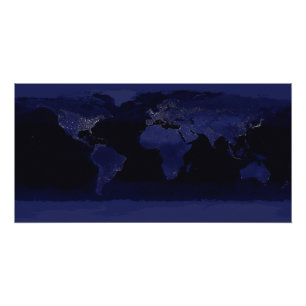 Global View of Earth's City Ljus Fototryck
