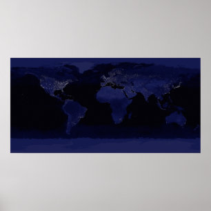 Global View of Earth's City Ljus Poster