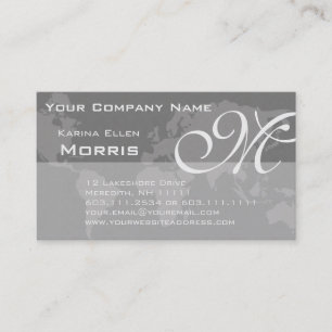 Global yrkesmässig elegant Monogramvärldskarta Visitkort