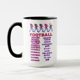 Globala damers fotboll flerspråkiga namn sportfan mugg