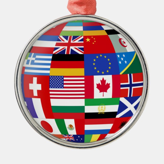 Globala flaggor minnessmycke julgransprydnad metall (Framsidan)