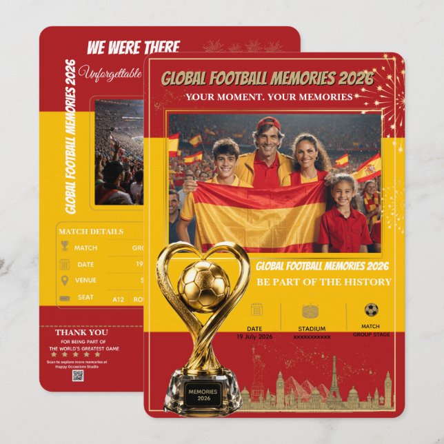 Globala fotbollminnen 2026-kort julkort (Fram/baksida)