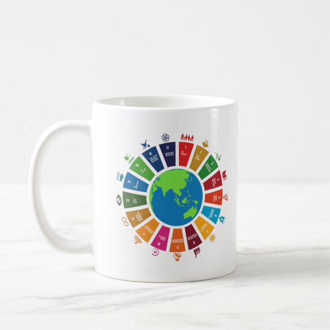 Globala hållbarhetsmål 2030 Spara Planet Earth Kaffemugg (Vänster)