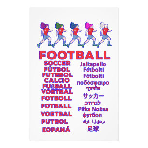 Globala kvinnors fotboll flerspråkiga namn sportfa fototryck