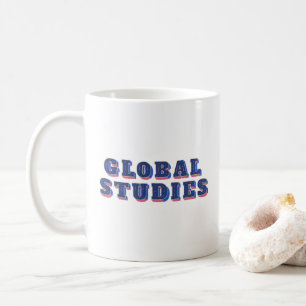 Globala studier i Retro Blue brev Kaffemugg