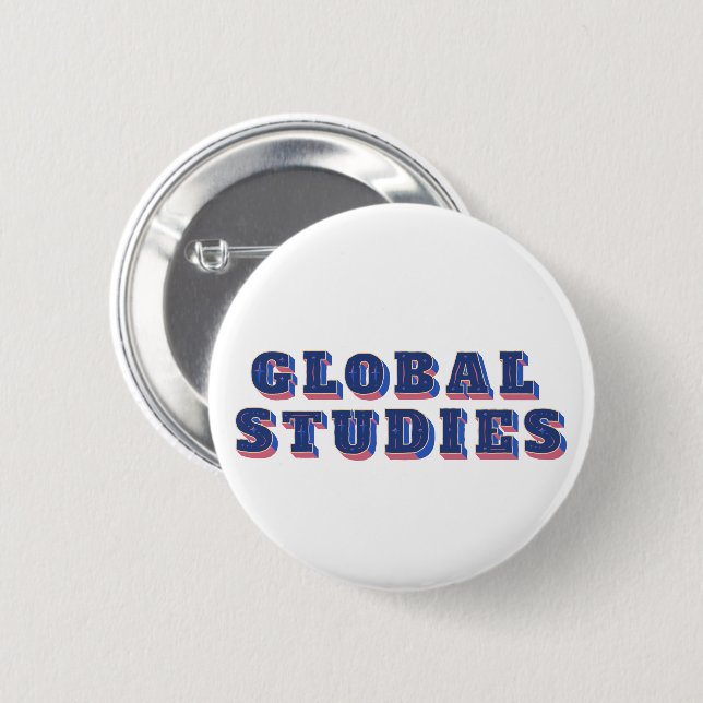 Globala studier i Retro Blue brev Knapp (Framsida & baksida)