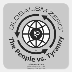 Globalism Zero™ Black Circle med vit Globe-Logotyp Fyrkantigt Klistermärke