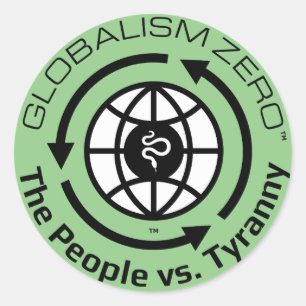 Globalism Zero™ Black Circle med vit Globe-Logotyp Runt Klistermärke