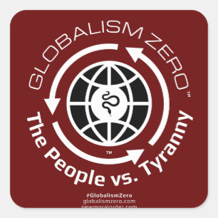 Globalism Zero™ White Circle med svart Globe-Logot Fyrkantigt Klistermärke