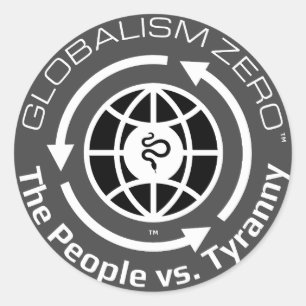 Globalism Zero™ White Circle med svart Globe-Logot Runt Klistermärke