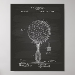 Globe 1888 Patent Art Chalkboard Poster