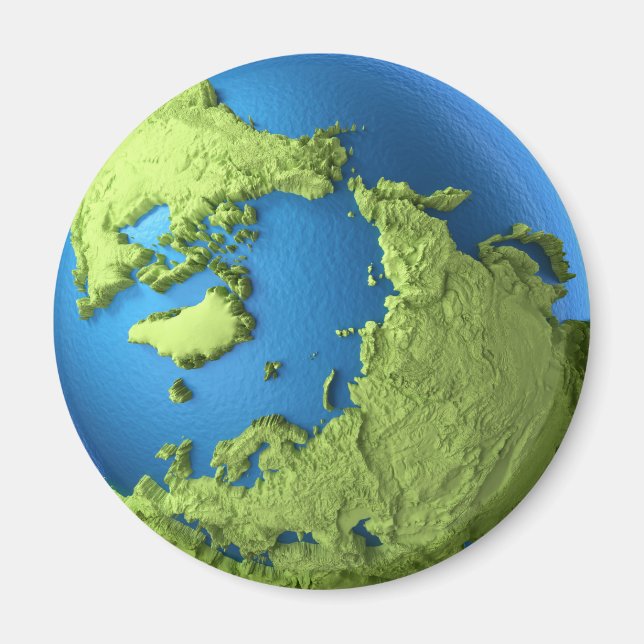 Globe 3d isolerad på vit bakgrund. Nordpolen Magnet (Framsidan)