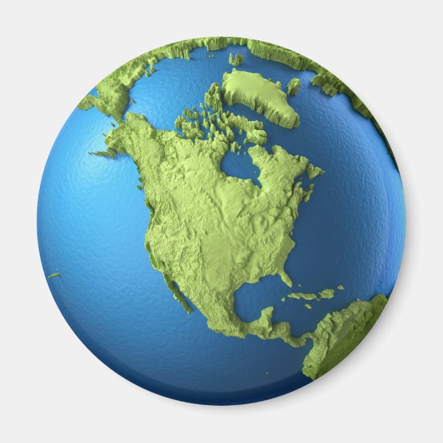 Globe 3d isolerad på vit.Nordamerika på kontinente Magnet (Framsidan)