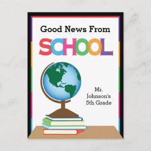 Globe & Bokar Bra News från skolan Vykort