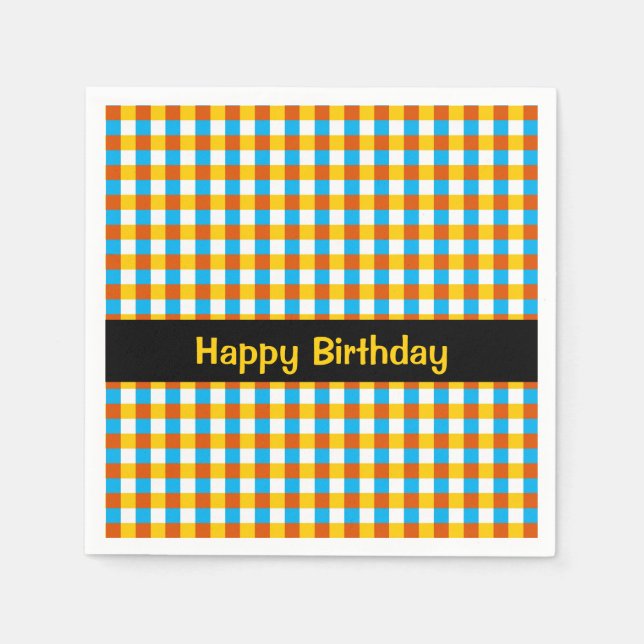 Globe Check Birthday papper napkin Pappersservett (Framsidan)