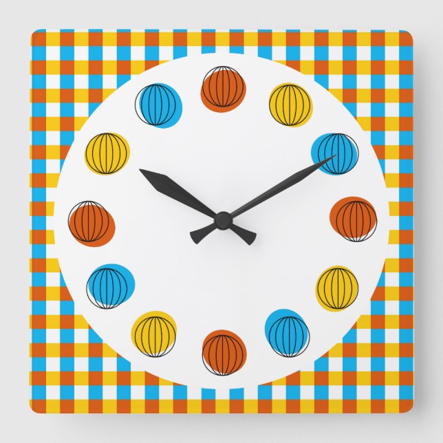 Globe cirklar och kontrollera klockan fyrkantig klocka (Framsida)