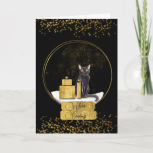 Globe elegant Snö med ett kattjullkort Kort