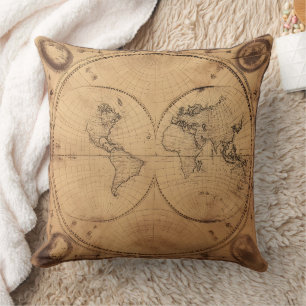 Globe för Rustic Vintage World Map Globe Kudde