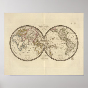 Globe i två hemisfär poster