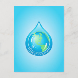 Globe in Waterdroppe Vykort