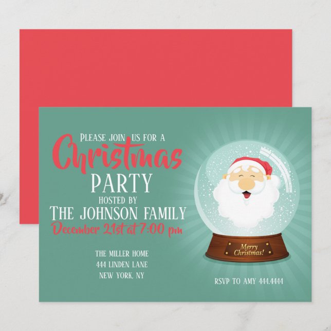 Globe Jultomten Ansikte Inbjudningar (Fram/baksida)